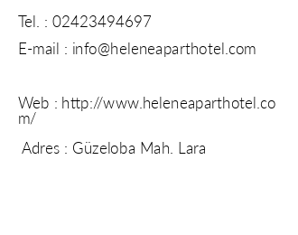Helene Apart Hotel iletiim bilgileri